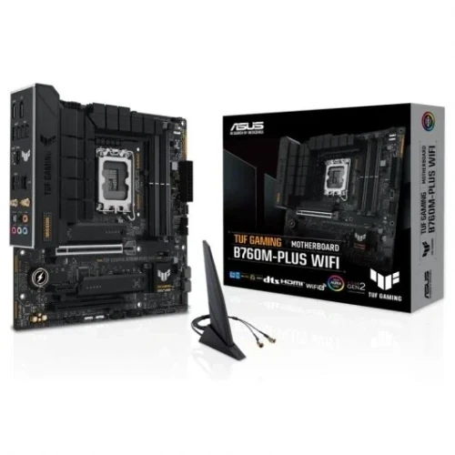 PLACA ASUS TUF GAMING B760M-PLUS WIFI,INTEL,1700,B760,4DDR5,128GB,HDMI+DP,4SATA+2M.2,5USB 3.2+1USB-C,2.5GB+WIFI6E+BT5.3,MATX