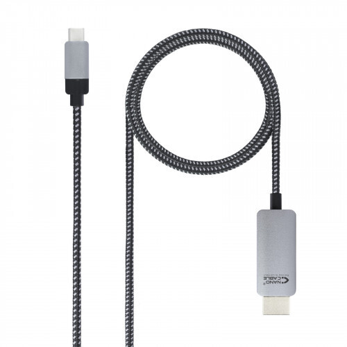 Nanocable 10.15.5102 adaptador de cable de v�deo 1,8 m USB Tipo C HDMI Aluminio, Negro