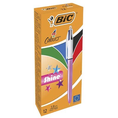 BOLIGRAFO DE 4 COLORES SHINE 1MM CON CUERPO ROSA METÁLICO BIC 951352