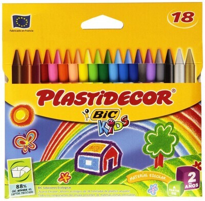 ESTUCHE 18 CERAS DE COLOR QUE NO ENSUCIAN PLASTIDECOR 8757711