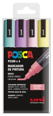 ESTUCHE 4 UDS. PC-5M PASTEL POSCA UNIBALL 182634811
