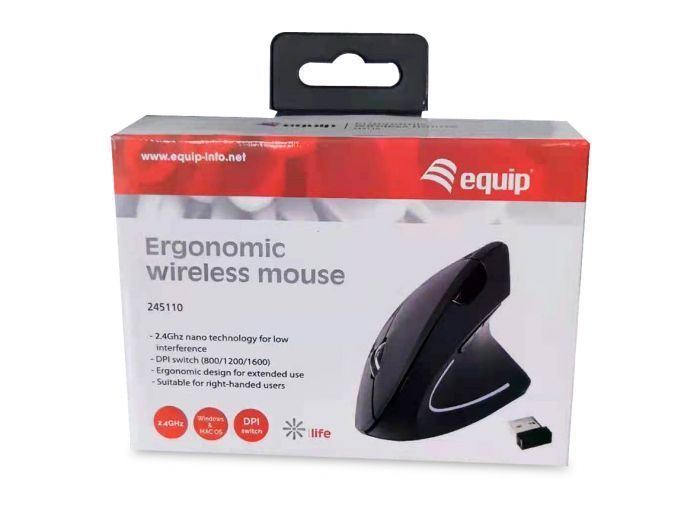 Equip 245110 Ratón Inalámbrico Ergonómico 1600DPI