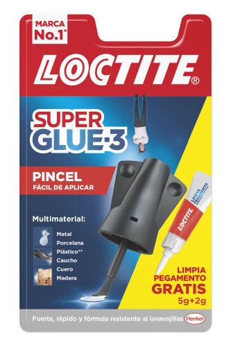 ADHESIVO INSTANTANEO SUPER GLUE-3 5GR. BRUSH + LIMPIA PEGAMENTO GRATIS LOCTITE 2600307