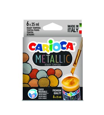 CAJA TÉMPERA METALLIC 6 BOTES 25 ML COLORES METÁLICOS CARIOCA KO026