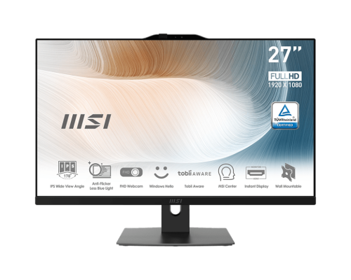MSI AIO MODERN AM272P 12M-672ES .27" (69 CM)1920X1080 (FHD) I7-1260P .16GB(8GB*2)DDR4 SDRAM .PCIE GEN3X4 W/O DRAM NVME256GB*1 .W11 HOME. NEGRO