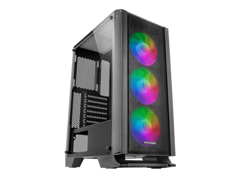 MARS GAMING MCC ATX CASE, 3X 12CM FRGB FAN, GLASS, FRONT MESH, BLACK