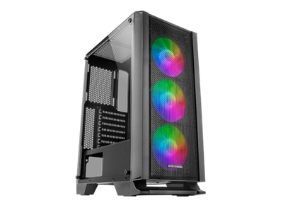 MARS GAMING MCC ATX CASE, 3X 12CM FRGB FAN, GLASS, FRONT MESH, BLACK