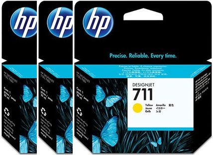 HP Pack de ahorro de 3 cartuchos de tinta DesignJet 711 amarillo de 29 ml