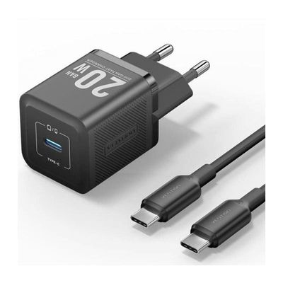 CARGADOR DE PARED VENTION GAN USB-C 20W BLACK + CABLE UCB-C 1M BLACK CARGADOR DE PARED VENTION GAN USB-C 20W BLACK + CABLE UCB-C 1M BLACK