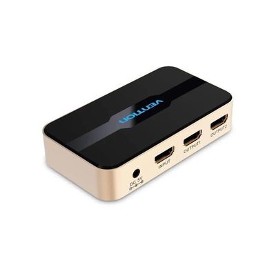 DUPLICADOR VENTION 2XHDMI HEMBRA - HDMI MACHO GOLD/BLACK