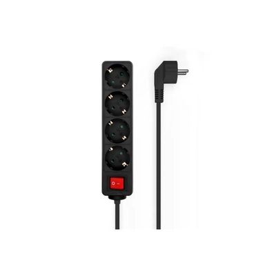 REGLETA AISENS 4 SCHUKOS PROTECCION INTERRUPTOR 1,4M BLACK