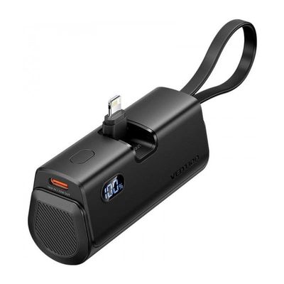 POWERBANK VENTION 4800MAH 2XUSB-C + LIGHTNING PLEGABLE 22.5W BLACK