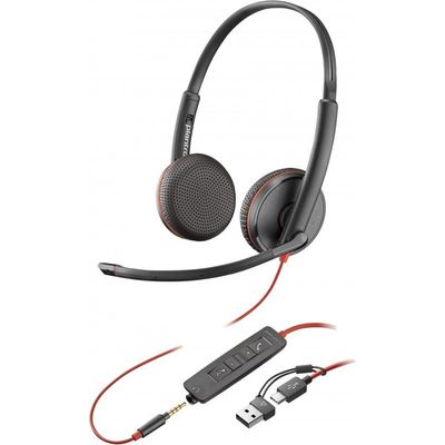 AURICULAR + MICROFONO POLY BLACKWIRE 3225 BIAURAL 3.5MM + ADAPTADOR USB-A/C AURICULAR + MICROFONO POLY BLACKWIRE 3225 BIAURAL 3.5MM + ADAPTADOR USB-A/C