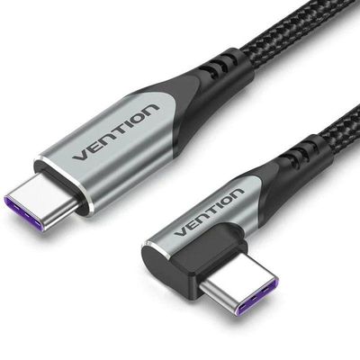 CABLE USB-C VENTION TIPO USB-C/M - USB-C/M ACODADO 5A 100W 1M CABLE USB-C VENTION TIPO USB-C/M - USB-C/M ACODADO 5A 100W 1M