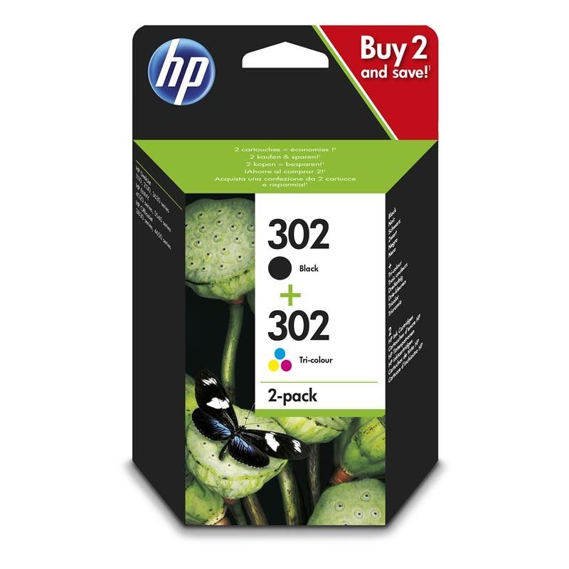 TINTA HP PACK N� 302 BLACK + TRICOLOR F6U66AE + F6U65AE