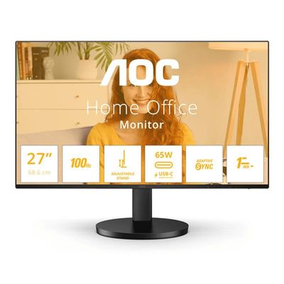 MONITOR AOC 27 100HZ QHD 2K MULTIMEDIA ERGO USB-C HDMI BLACK MONITOR AOC 27 100HZ QHD 2K MULTIMEDIA ERGO USB-C HDMI BLACK
