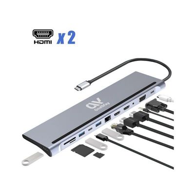 DOCK HUB ONEWAY USB-C 12 EN 1 HDMI/VGA/RJ45/USB 3.0/USB-C PD/MICROSD/AUX DOCK HUB ONEWAY USB-C 12 EN 1 HDMI/VGA/RJ45/USB 3.0/USB-C PD/MICROSD/AUX