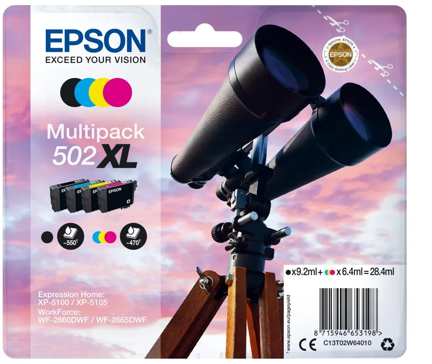 TINTA EPSON C13T02W64010 T02W6 MULTIPACK 502XL