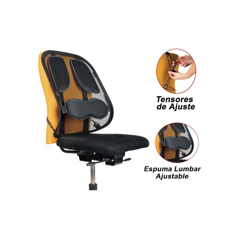 Respaldo ergonomico fellowes mesh office suites con apoyo lumbar completo sistema tensor ajustable