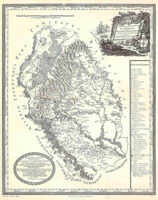 JOSEF MARX VON LICHTENSTERN (1765-1828): Mapa Bratislavskej stolice. Medirytina. Viedeň. 1795.