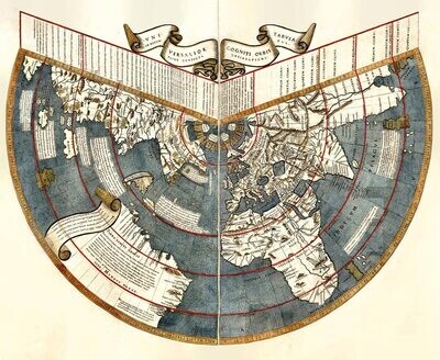 JOHANNES RUYSCH (1460–1533): Mapa sveta. Kolorovaný drevorez. Rím, 1508.