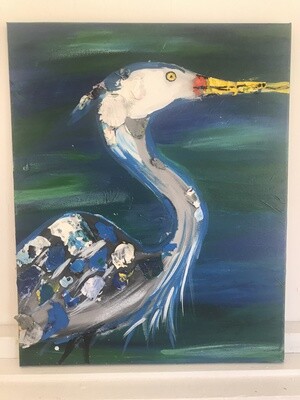 Blue Heron with Paintchips