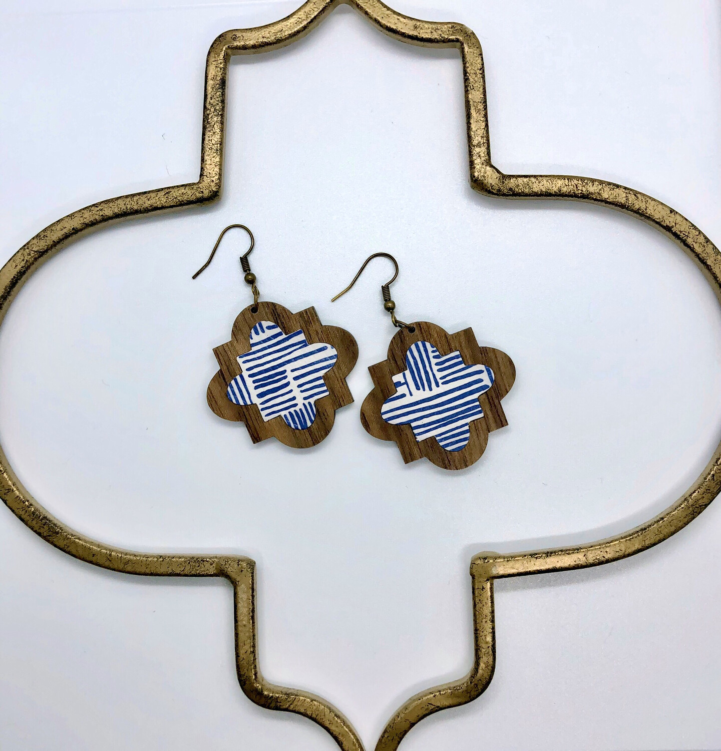 Quatrefoil Wood Earrings