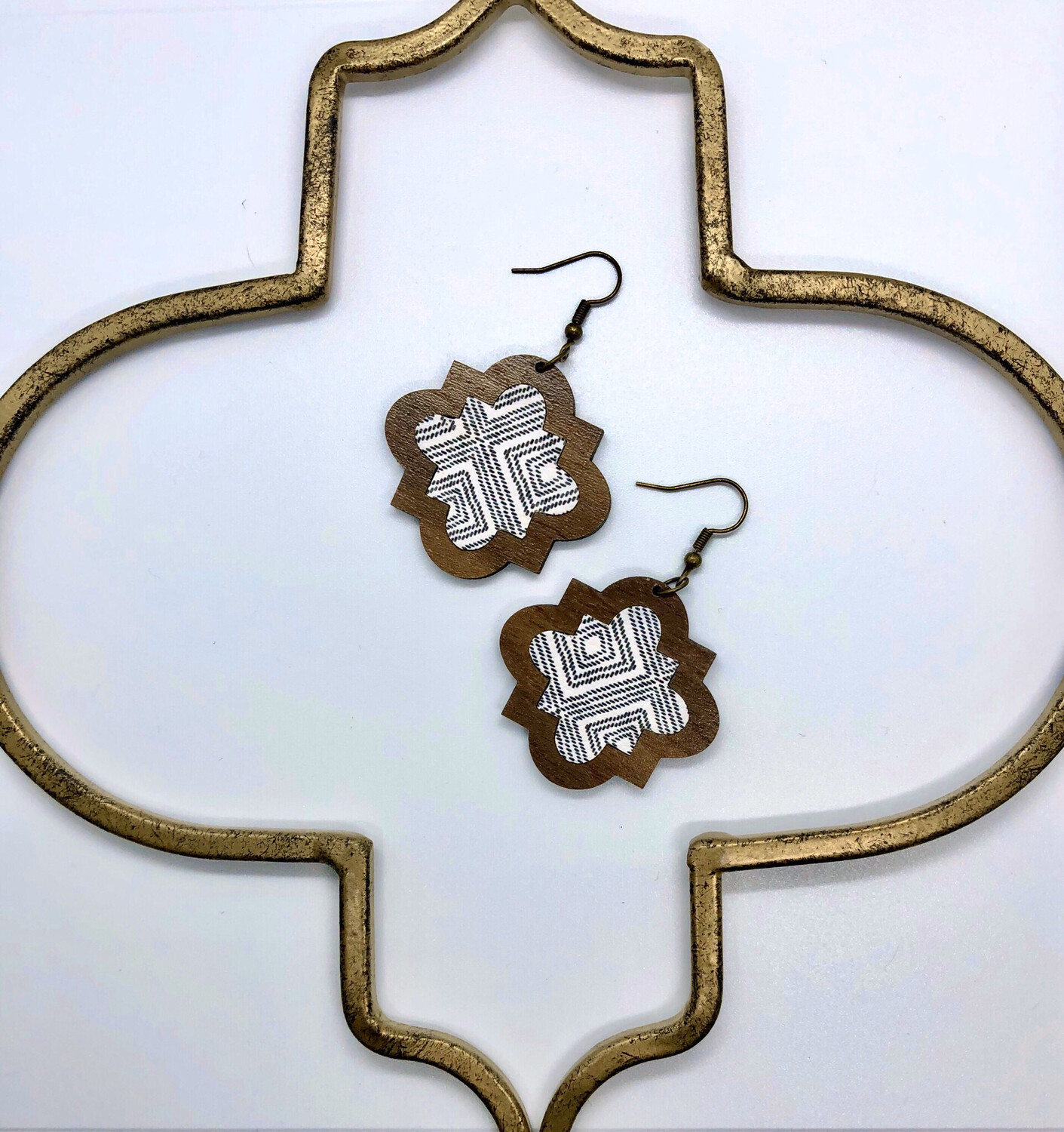Quatrefoil Wood Earrings