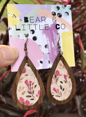 Teardrop Wood Earrings (Spring Floral)