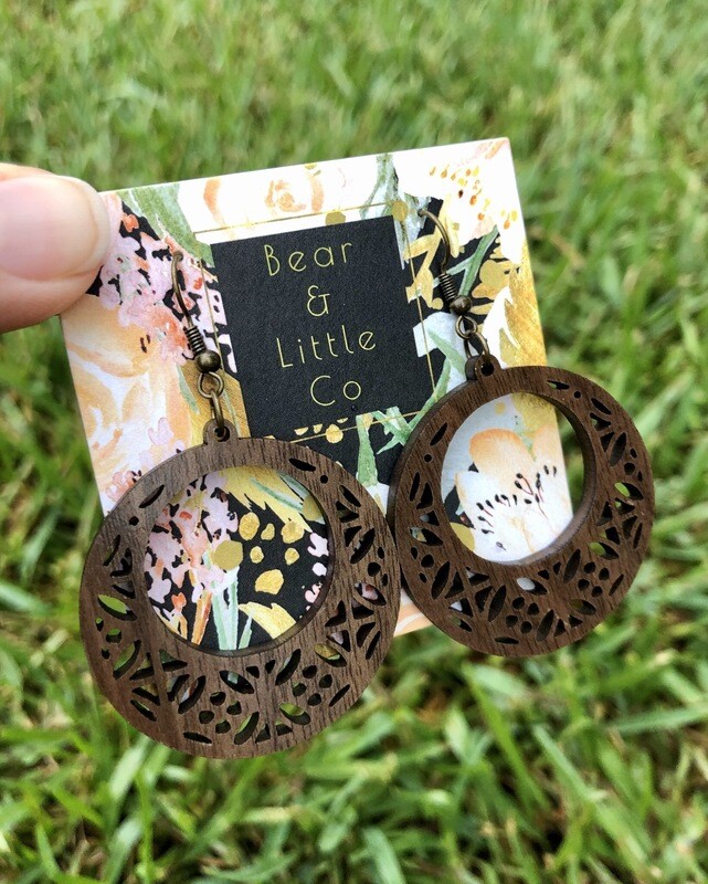 Round Boho Wood Earrings