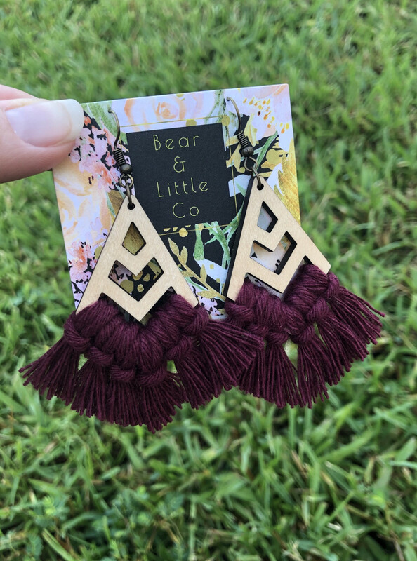 Macrame Earrings (Chevron Burgundy)