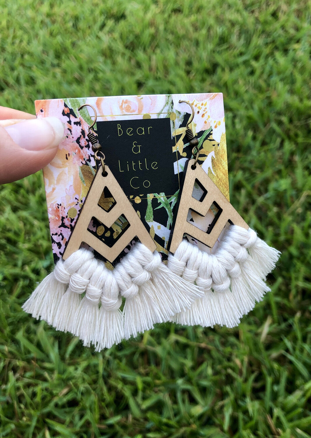 Macrame Earrings (Chevron Natural)