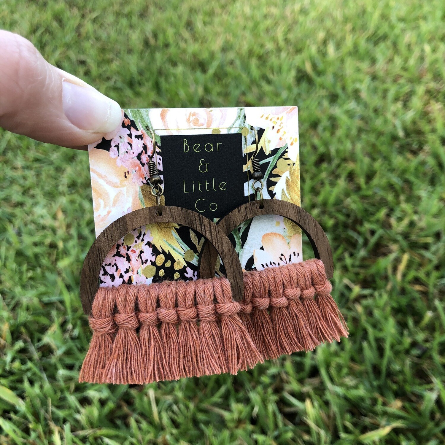 Macrame Earrings (Half Circle Terracotta)