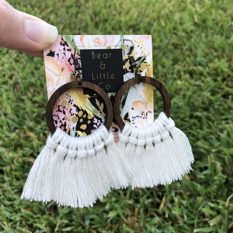 Macrame Earrings (Circle Natural)