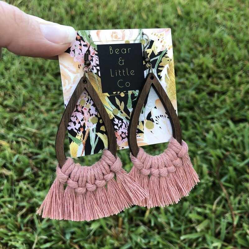 Macrame Earrings (Teardrop Blush)