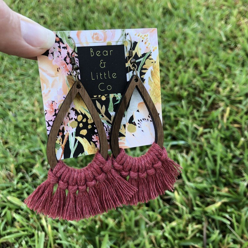 Macrame Earrings (Teardrop Wild Rose)