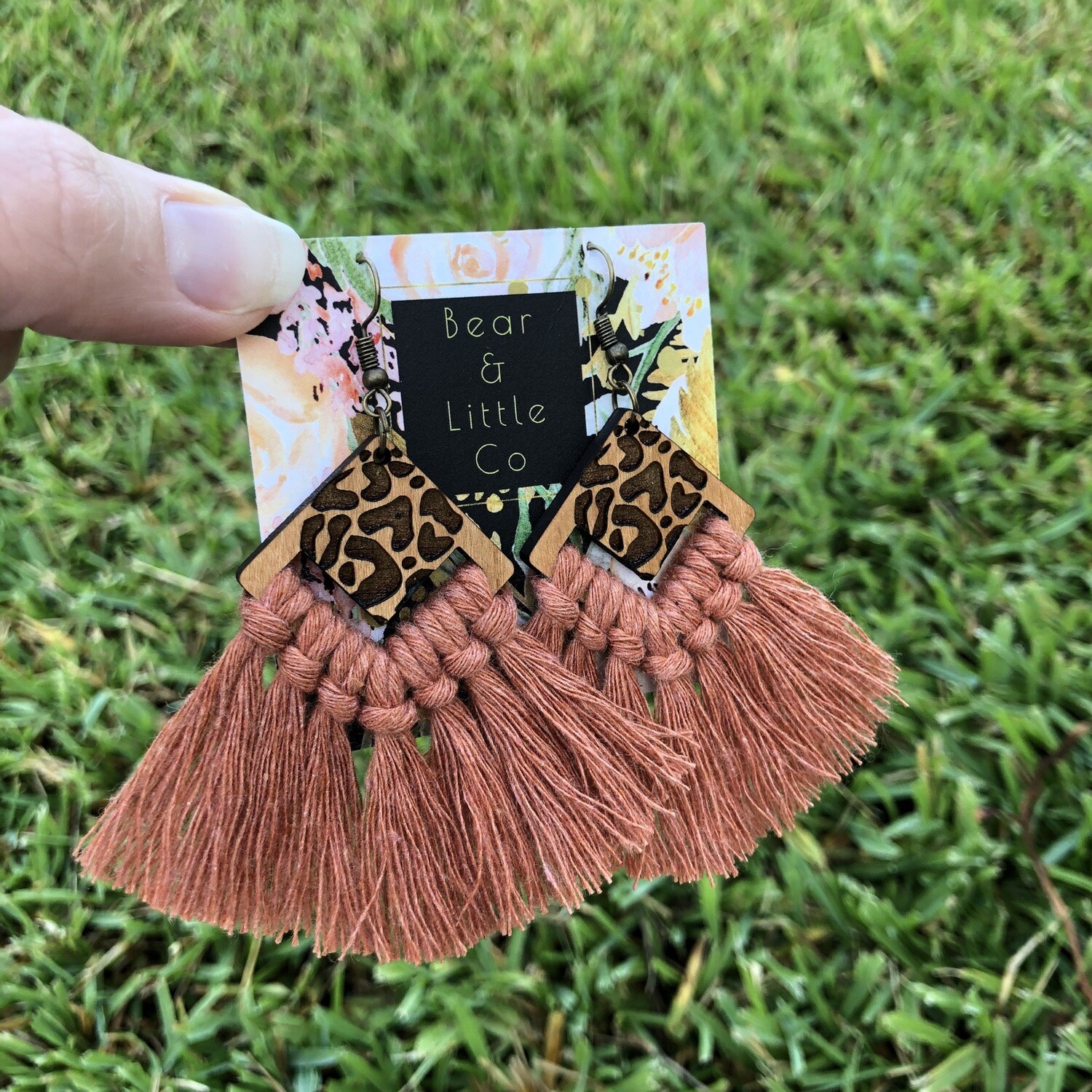 Macrame Earrings (Leopard Terracotta)