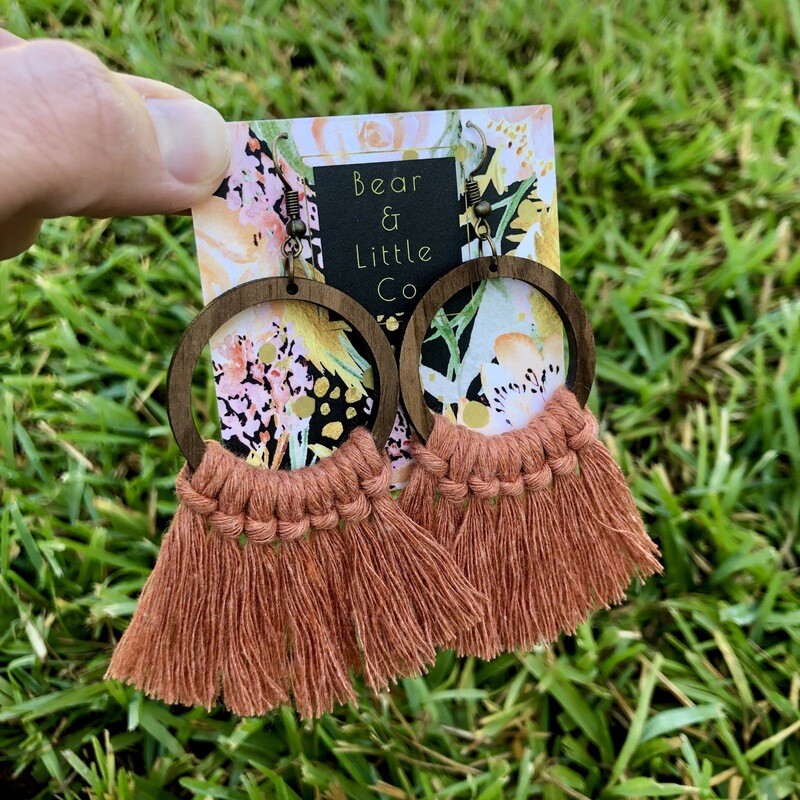 Macrame Earrings (Circle Terracotta)