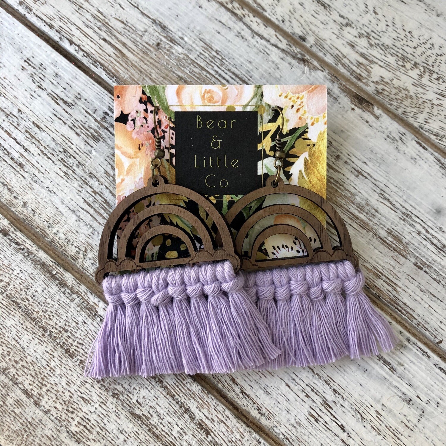 Macrame Earrings (Rainbow Lavender)