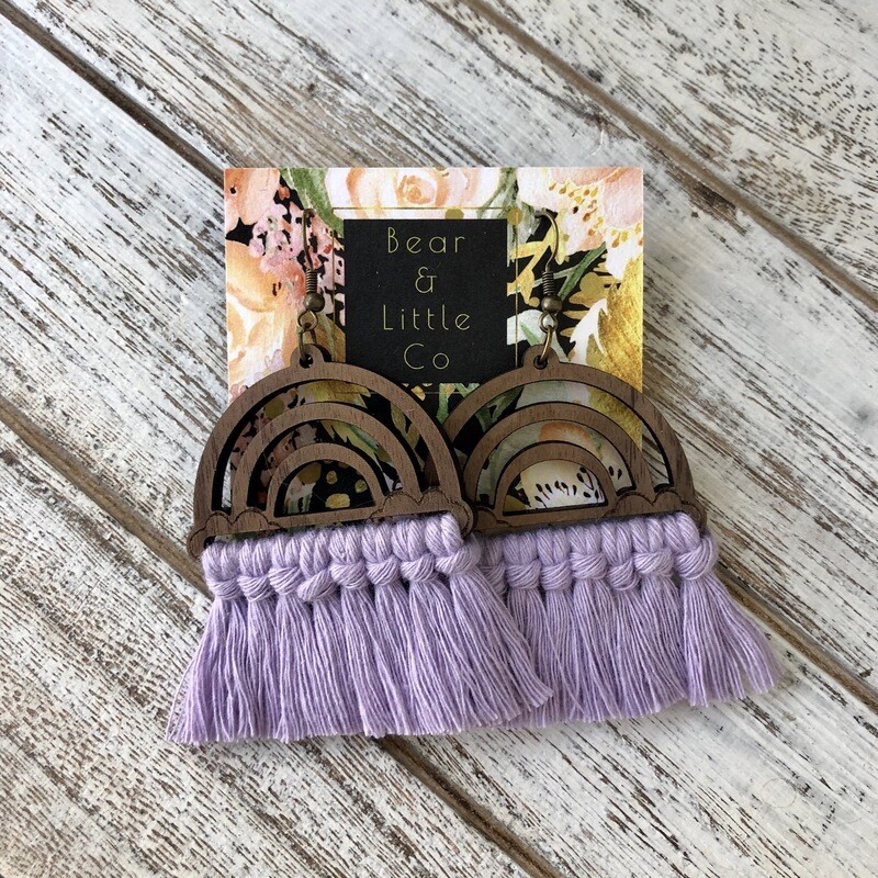 Macrame Earrings (Rainbow Lavender)