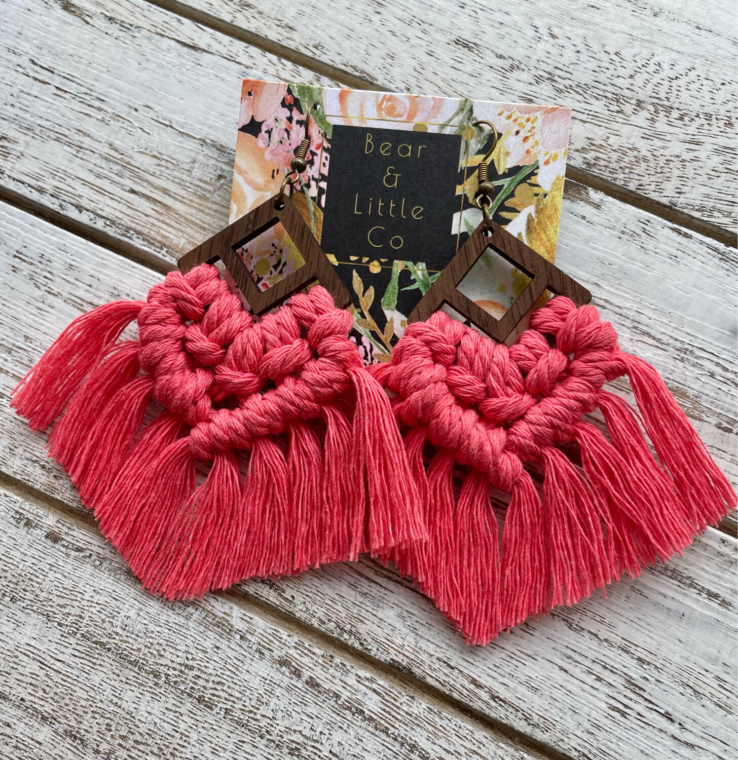 Macrame Earrings (Diamond Watermelon)