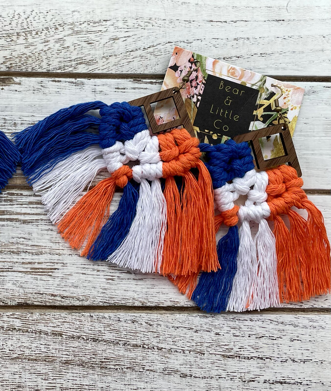 Macrame Earrings (Orange, Blue, White)