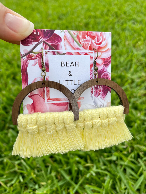 Macrame Earrings (Half Circle Butter Yellow)