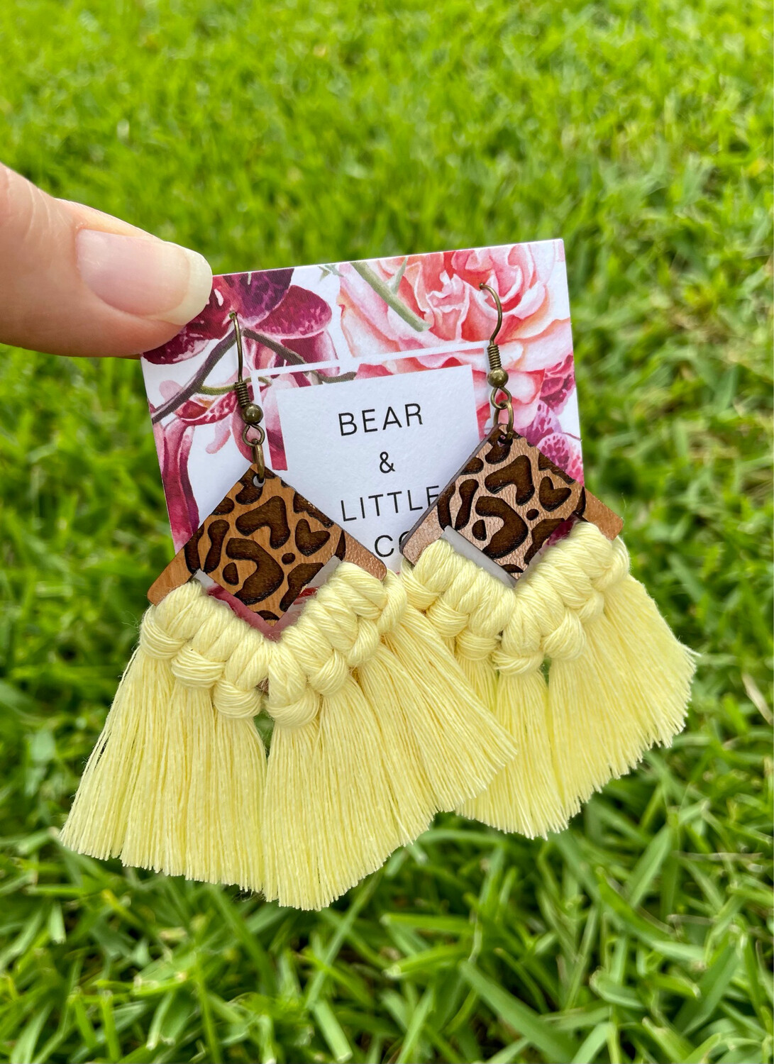 Macrame Earrings (Leopard Butter Yellow)
