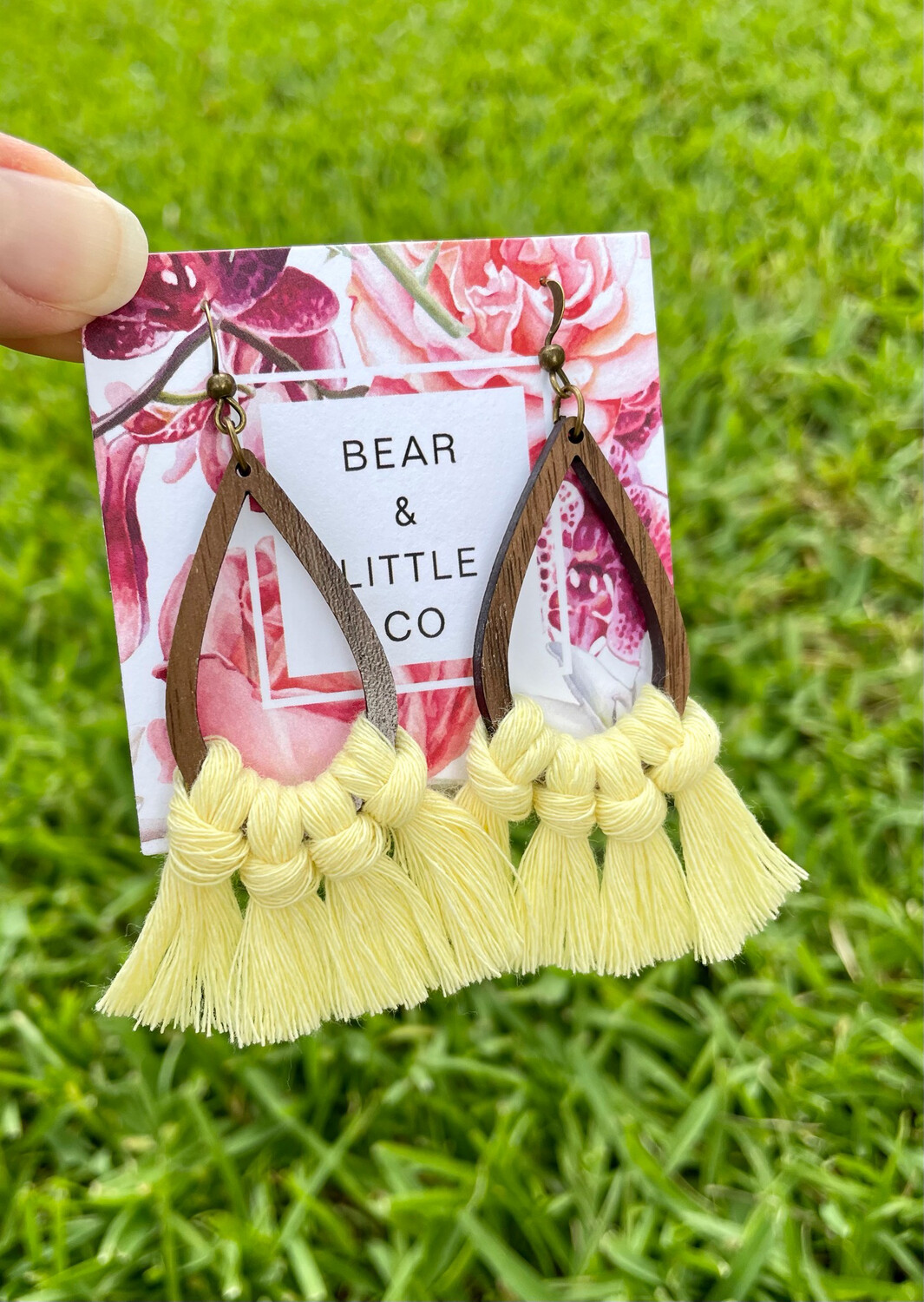 Macrame Earrings (Mini Teardrop Butter Yellow)