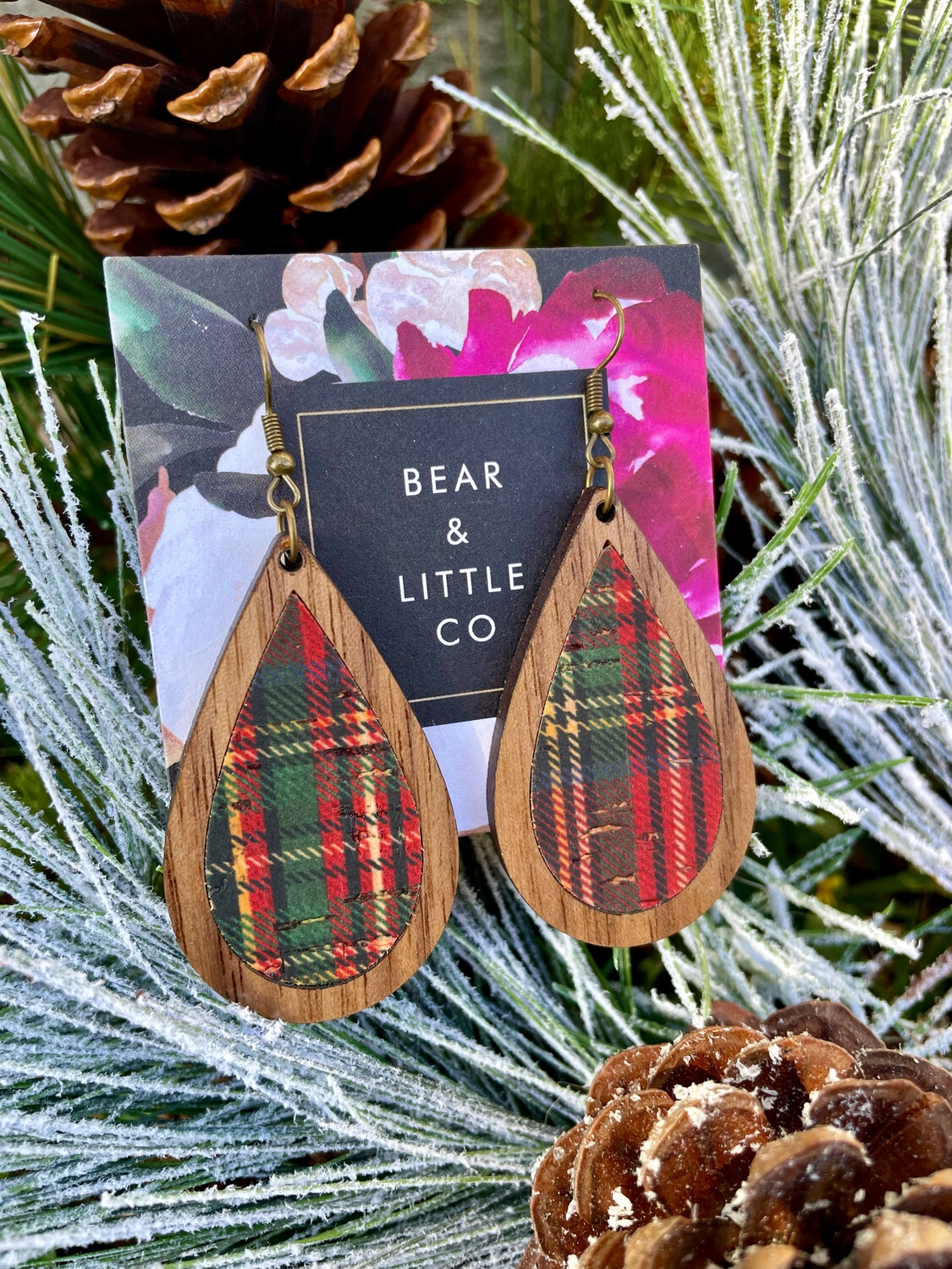 Teardrop Earring (Red Green Plaid)
