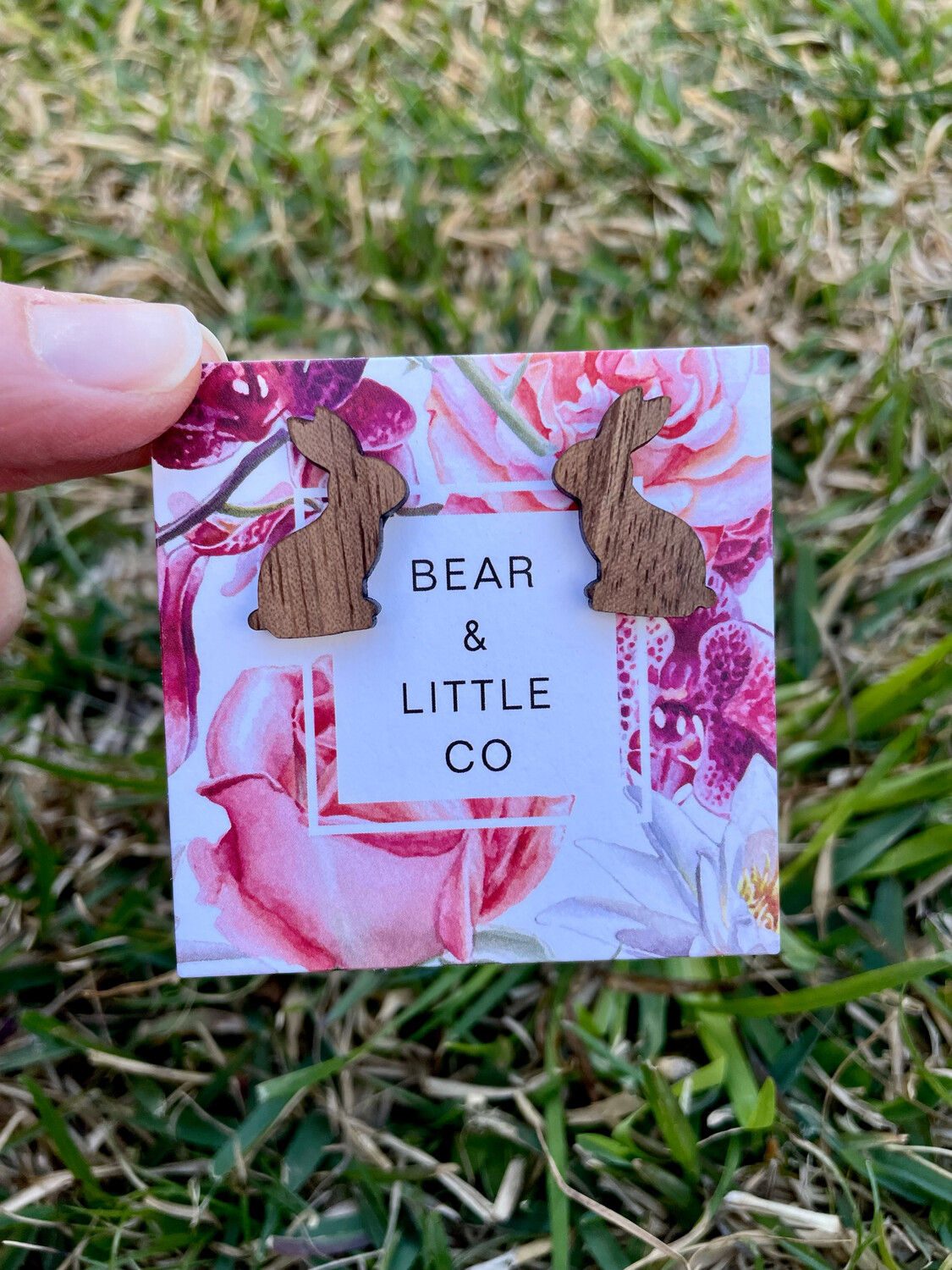 Bunny Studs (Walnut Wood)