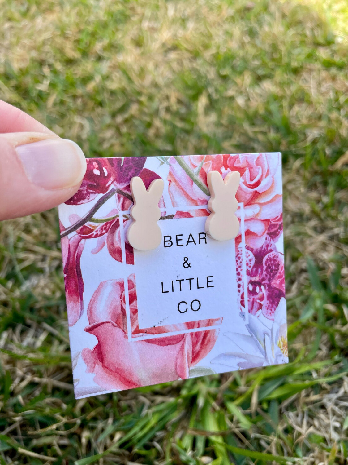 Bunny Studs (Peach Acrylic)