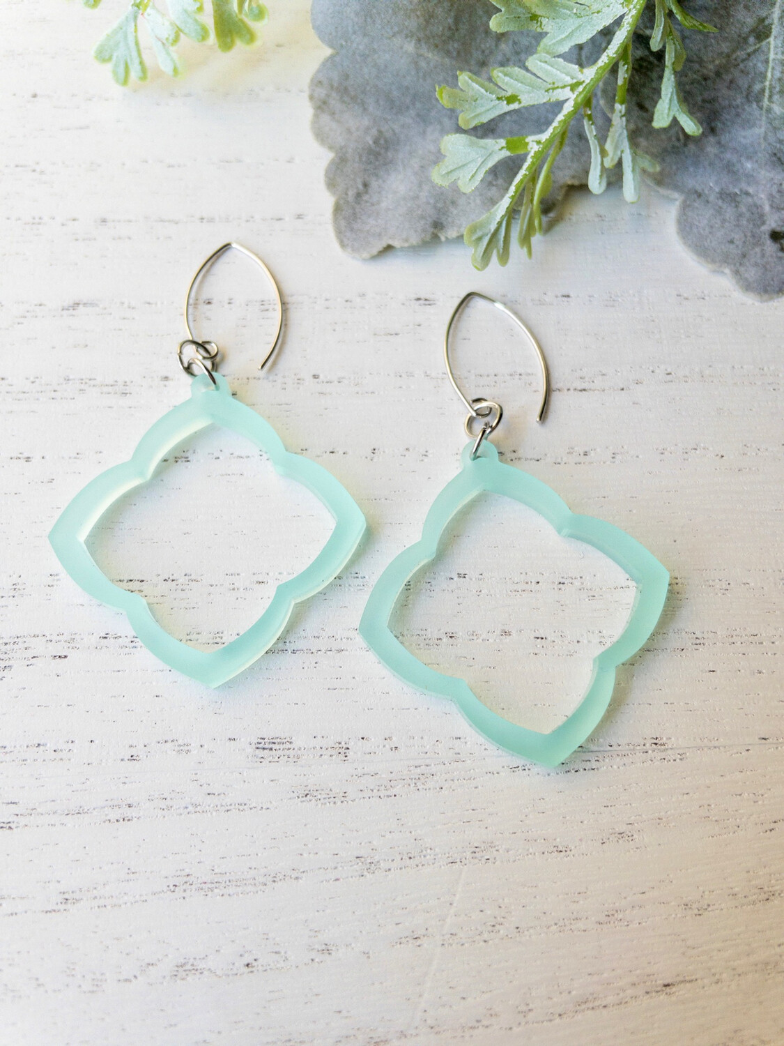 Quatrefoil Earrings (Frosted Seaglass)