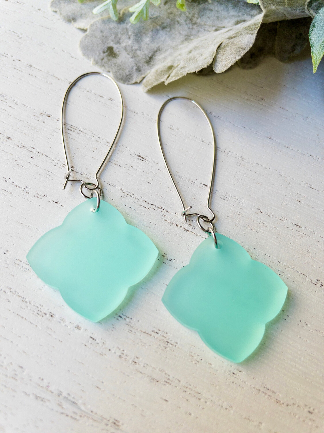 Quatrefoil Earrings (Solid Frosted Seaglass)